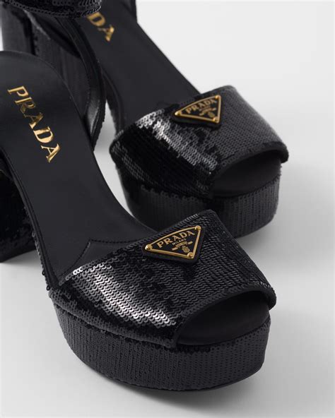 prada sequin sandals|Prada platform sandals.